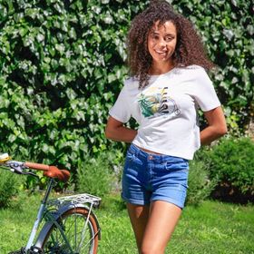 Biggdesign Nature Boğazda Bisiklet Beyaz Kadın T-shirt
