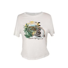 Biggdesign Nature Boğazda Bisiklet Beyaz Kadın T-shirt