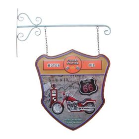 Biggmark YY51037 Dekoratif Çift Yönlü Route 66 Temalı Ferforje Askı