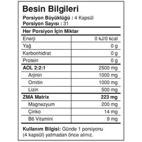 Bigjoy Sports Aol+Zma 124 Veggie Kapsül