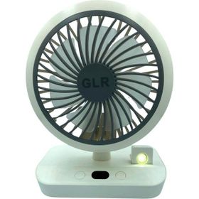 Bigmate HR002 Beyaz Mini Masa Fanı Taşınabilir Serinletici Işıklı Şarjlı 4 Kademeli Döner Başlıklı Vantilatör
