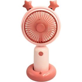 Bigmate YM88178 Taşınabilir Serinletici Işıklı Şarjlı Pembe 2 Kademeli Hız Ayarı Mini El Fanı Vantilatör
