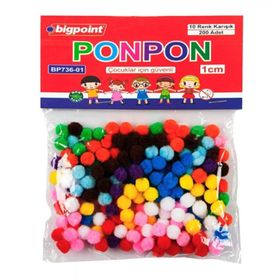 Bigpoint 1 cm 10 Renk 200'lü Poşet Ponpon