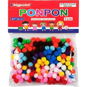 Bigpoint 1 cm 10 Renk 200'lü Poşet Ponpon