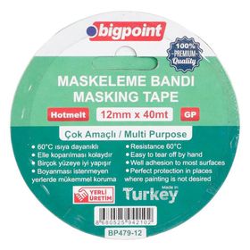 Bigpoint 12 mm 40 mt Hotmelt Tutkallı Özel Yapışma Maskeleme Bandı