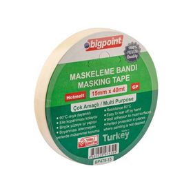 Bigpoint 15 mm 40 mt Hotmelt Tutkallı Özel Yapışma Maskeleme Bandı