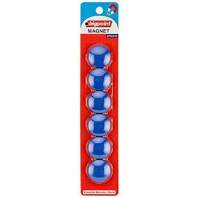 Bigpoint 30 mm Mıknatıs Mavi 6'lı Blister Plastik Kaplama Magnet