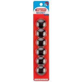 Bigpoint 30 mm Mıknatıs Siyah 6'lı Blister Plastik Kaplama Magnet