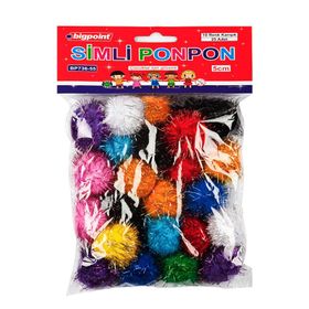 Bigpoint 5 cm 10 Renk 25'li Simli Ponpon