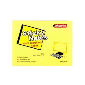Bigpoint 75x100 mm 100 Yaprak Neon Sarı İz Bırakmaz Postit