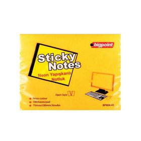 Bigpoint 75x100 mm 100 Yaprak Neon Turuncu İz Bırakmaz Postit