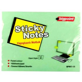 Bigpoint 75x100 MM Yeşil 12'li Paket Yapışkanlı Not Kağıdı