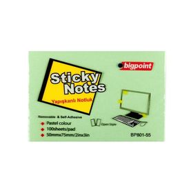 Bigpoint 75x50 mm 100 Yaprak Yeşil İz Bırakmadan Çıkar Postit