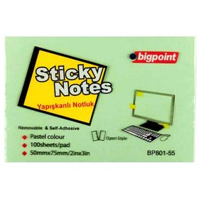 Bigpoint 75x50 mm Neon Yeşil 12'li Paket Yapışkanlı Not Kağıdı