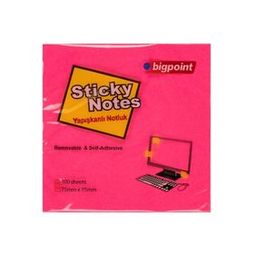 Bigpoint 75x75 mm 100 Yaprak Neon Kırmızı İz Bırakmaz Postit