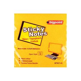 Bigpoint 75x75 mm 100 Yaprak Neon Turuncu İz Bırakmaz Postit