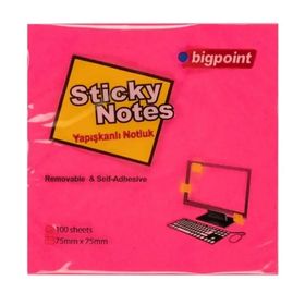 Bigpoint 75x75 mm Neon Kırmızı Yapışkanlı Not Kağıdı