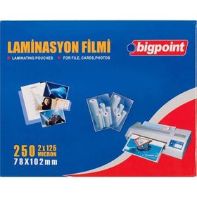 Bigpoint 78x102 mm 125 Mikron 100'lü Kutu Laminasyon Filmi