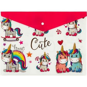 Bigpoint A4 Unicorn Desenli 12'li Poşet Çıtçıtlı Dosya