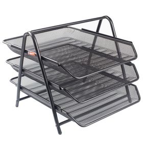 Bigpoint BP41395 3'lü Siyah Metal Perfore Evrak Rafı