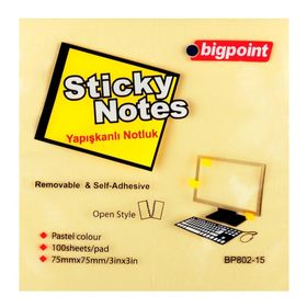 Bigpoint BP802-15 75x75 Sarı Yapışkanlı Not Kağıdı