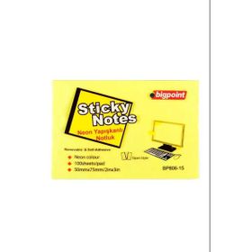 Bigpoint BP806-15 75x50 mm Neon Sarı 12'li Paket Yapışkanlı Not Kağıdı