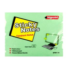 Bigpoint BP808-55 Neon Yeşil 75x100 Yapışkanlı Not Kağıdı