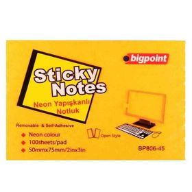 Bigpoint Neon Turuncu 75x50 mm Yapışkanlı Not Kağıdı