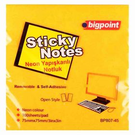 Bigpoint Neon Turuncu 75x75 mm Yapışkanlı Not Kağıdı