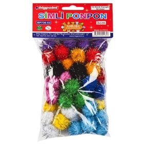 Bigpoint Simli 3 cm 10 Renk 50'li Poşet Ponpon
