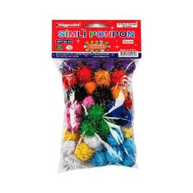 Bigpoint Simli 3 cm 10 Renk 50'li Poşet Ponpon
