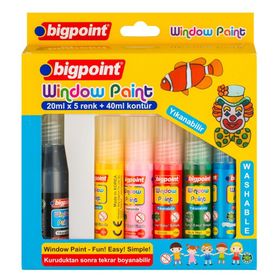 Bigpoint Window Paint 5 Renk x 20 ml Cam Boyası
