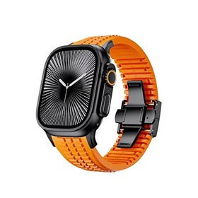 Bikordon Apple Watch Turuncu Ultra Uyumlu Aqualink Crava Black Akıllı Saat Kordon
