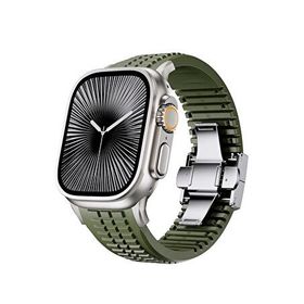 Bikordon Apple Watch Ultra Uyumlu Aqualink Vanguard Gray Yeşil Akıllı Saat Kordon