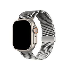Bikordon Apple Watch Ultra Uyumlu Milano Loop Titanyum Gümüş Akıllı Saat Kordon
