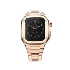Bikordon Apple Watch Uyumlu 44/45/46 mm Rose Gold Belize Loop Kasa Koruyucu Kordon