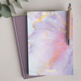 Bikutumutluluk Lila Mermer Defter Çizgisiz Defter