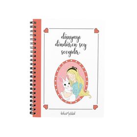 Bikutumutluluk N038 A5 Tasarım Alice Kırmızı Kapaklı Spiralli Defter