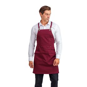 Bilenn Tekstil Barista Kanguru Cepli Bordo Askılı Önlük