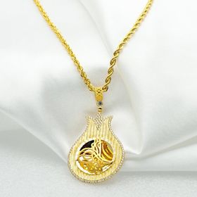 Bilezikçi Lale Tuğralı Taşlı 14 Ayar Kadın Altın Kolye