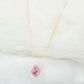 Bilezikçi Pembe Damla Taşlı 14 Ayar Kadın Altın Kolye