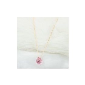 Bilezikçi Pembe Damla Taşlı 14 Ayar Kadın Altın Kolye