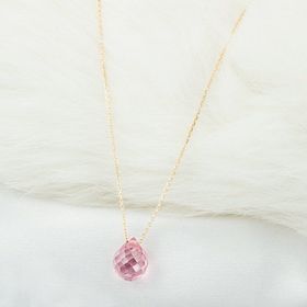 Bilezikçi Pembe Damla Taşlı 14 Ayar Kadın Altın Kolye