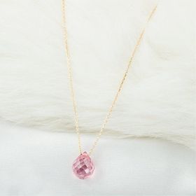 Bilezikçi Pembe Damla Taşlı 14 Ayar Kadın Altın Kolye
