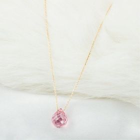 Bilezikçi Pembe Damla Taşlı 14 Ayar Kadın Altın Kolye