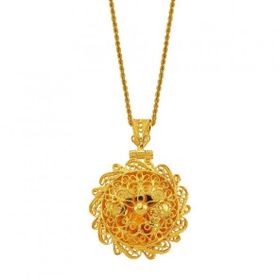 Bilezikhane 22 Ayar Beypazarı İşlemeli Büyük Altın Kolye