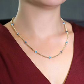 Bilezikhane Gözlü Doç Zincirli Altın Kolye