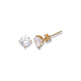 Bilezikhane Tek Taş Tırnaklı Oval 1.05 Gram 14 Ayar Altın Küpe