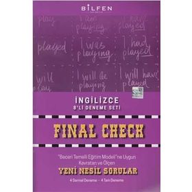 Bilfen Yayınları 8. Sınıf İngilizce Son Kontrol 8'li Deneme Seti