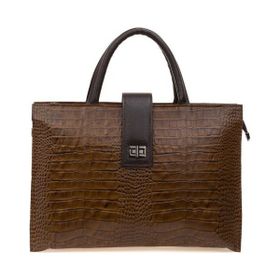 Bilik Deri BLM093045 Toprak Kroko-Kahve Deri Unisex Laptop ve Evrak Çantası